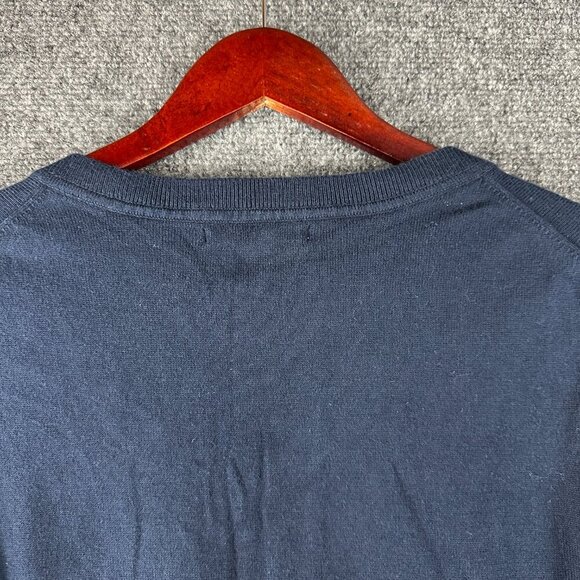 Cutter & Buck Sweater Womens Large V Neck Pullover Blue Supima Cotton Ribbed Hem - Picture 8 of 8